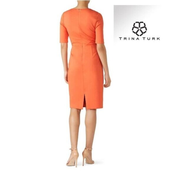 Trina Turk Women's Locale Elbow‎ Sleeve V Neck Midi Dress - Picture 2 of 7